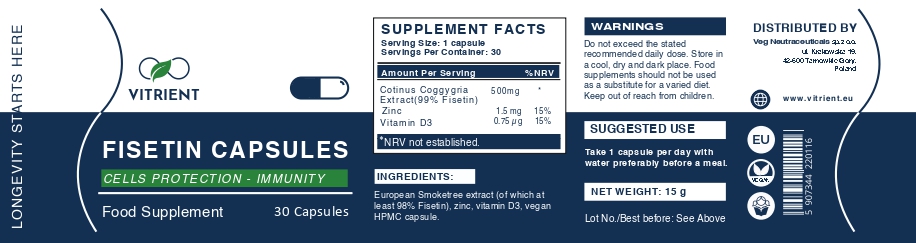 Fisetin Capsules label